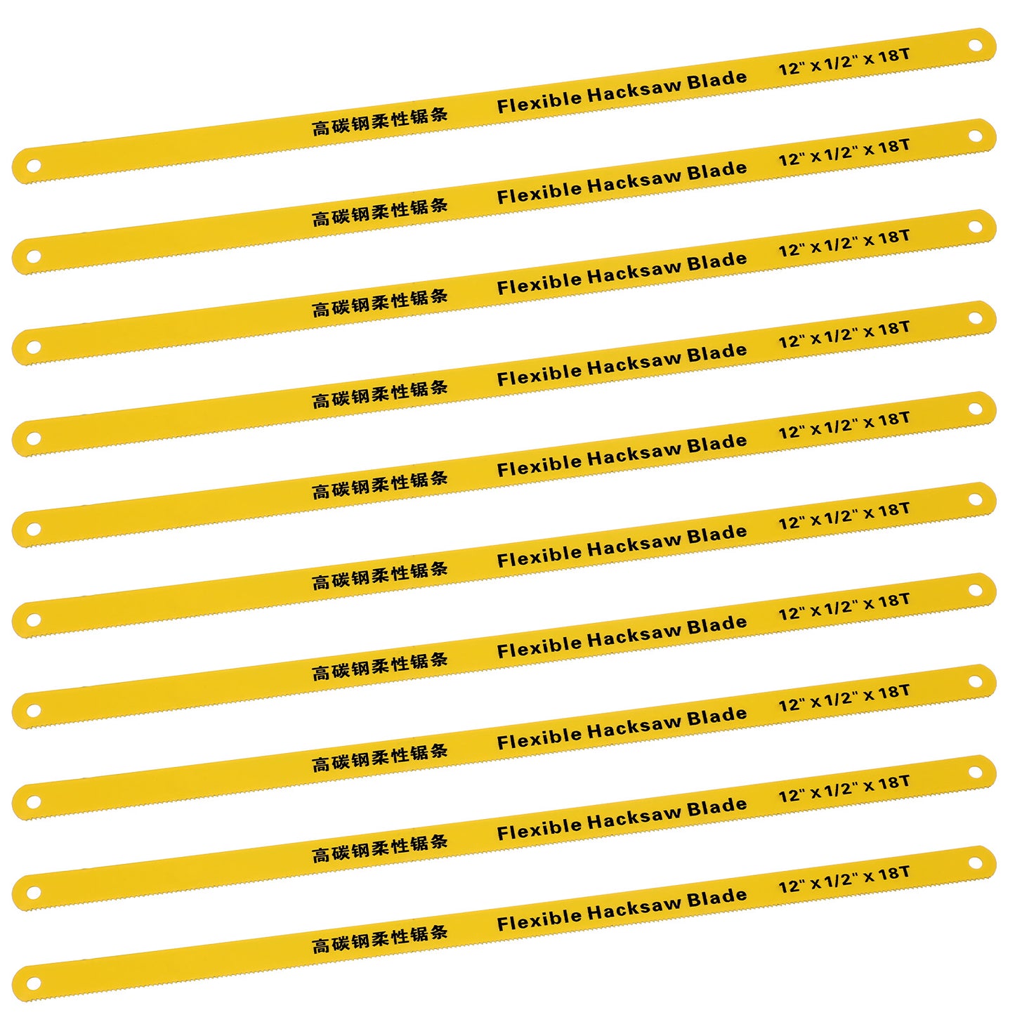 Hacksaw Blade 10 Pack 12" Hacksaw Replacement Blades Set 18T - 24T Carbon Steel Saw Blades with High-Speed Steel Teeth Jig Saw Blade fits Most Hacksaws Frames