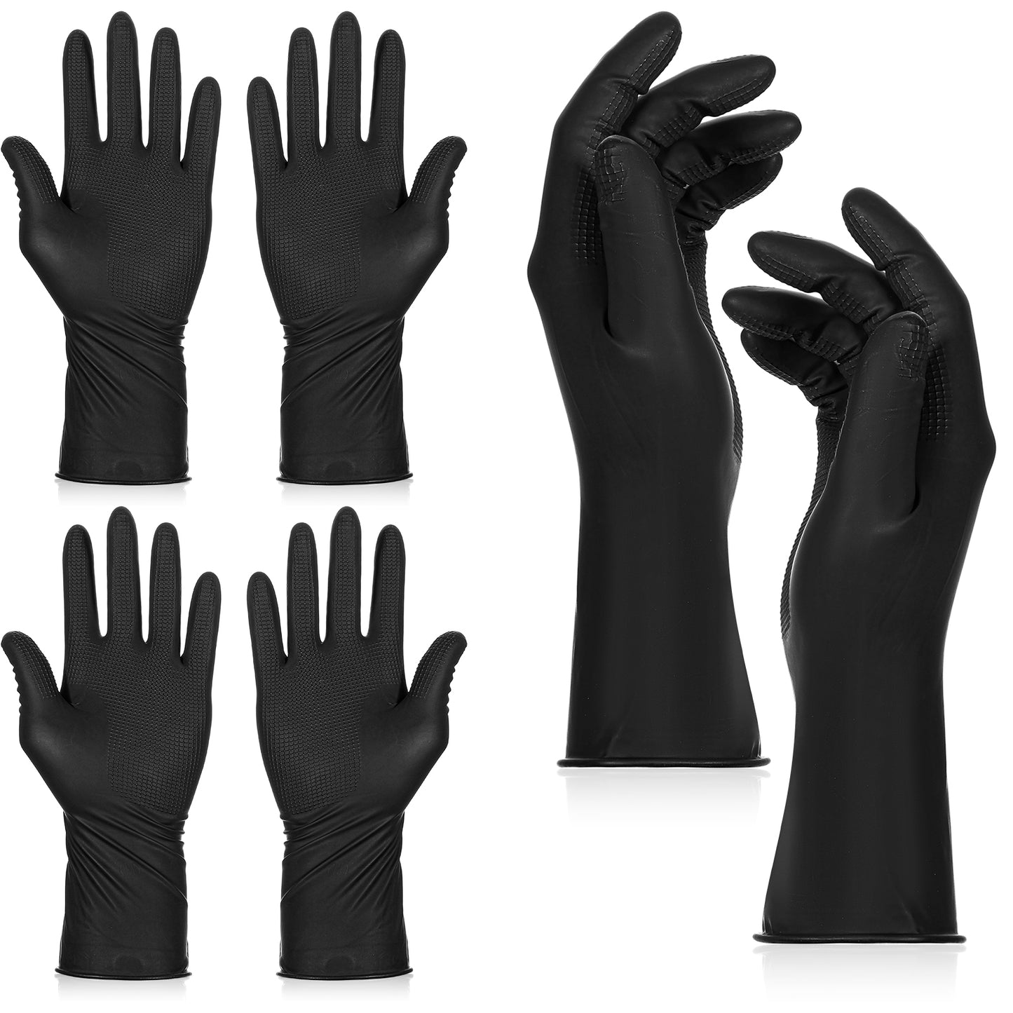 SynHHergyx Hair Color Gloves, 3 Pairs Reusable Rubber Gloves Hair Dye Gloves Professional Hair Dying Tools for Home Salon Barber Hairs Dyeing and Coloring (Black, Large)