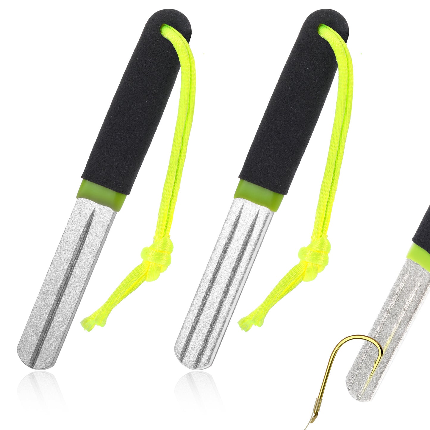 SynHHergyx 2 Pcs Fish Hook Sharpeners Double Sided Diamond File Portable Fishing Sharpener Fine and Medium Grit for Grinding Fish Hooks