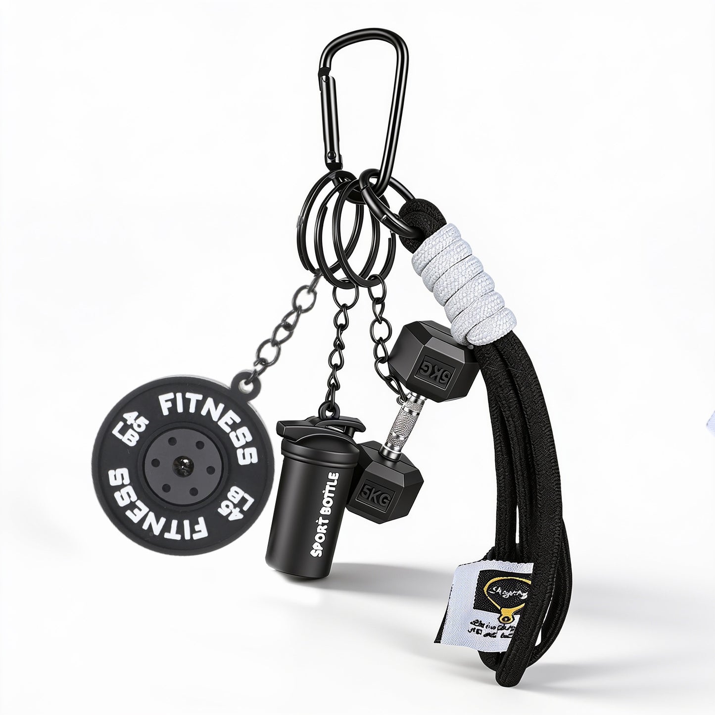 Zelphvt 1 PCS Dumbbell and Weights Keychain, Black