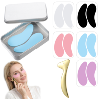 10PCS Under Eye Patches Silicone, Reusable Eye Patches Silicone Patch Under Eyes Mask Reusable Overnight with Metal Eyes Cream Applicator, Tin Case for Dark Circles and Puffiness Effect to Fine Lines
