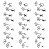 30PCS Stainless Steel Stud Earrings for Women, Silver Ball Earrings Small Stud Earring Cartilage Earring Round Stud-Earrings for Women Mens, 2mm-6mm