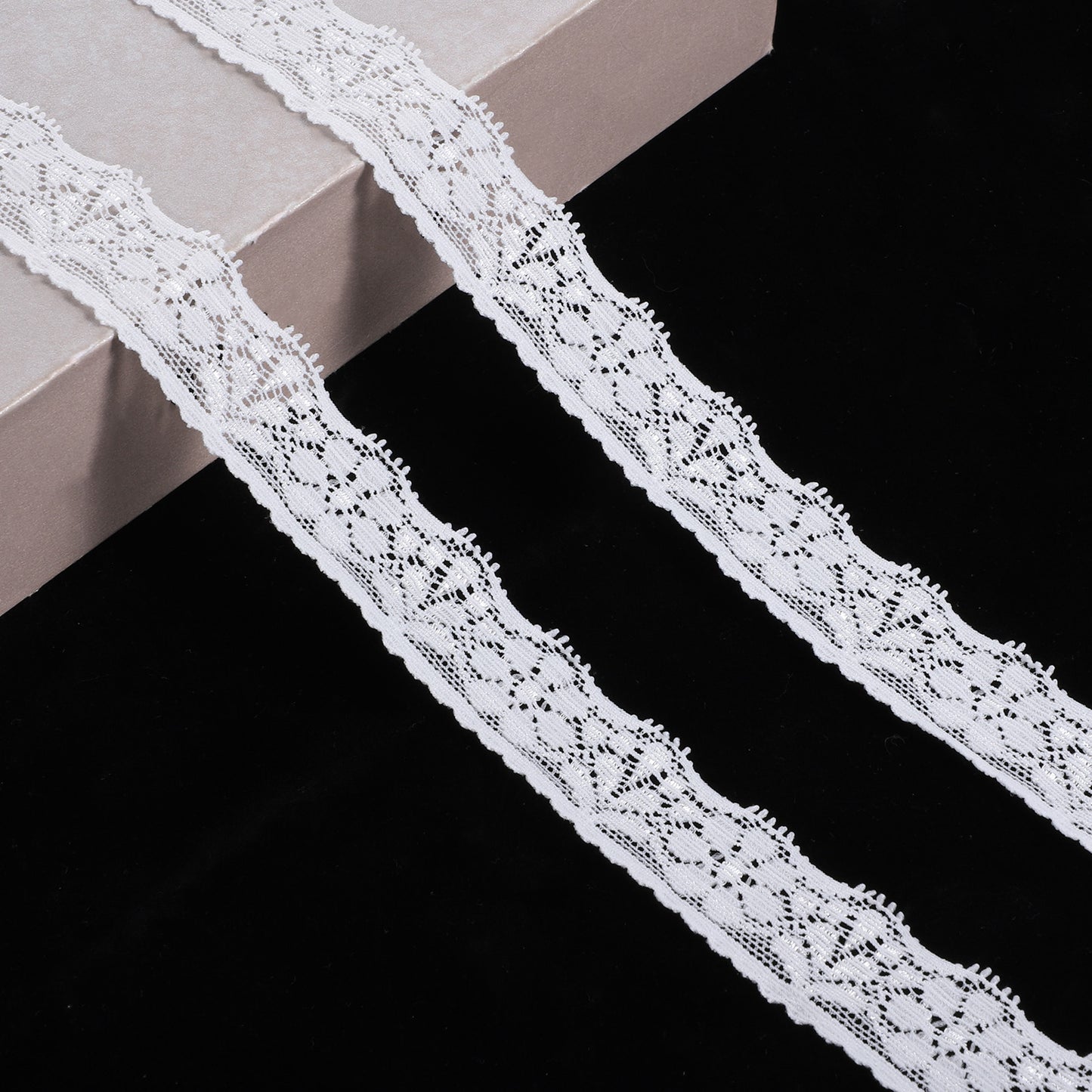10 Yards Lace Ribbon 1 Inch White Lace Trim Elastic Ribbon Elegant White Trim Ribbons for Sewing, Gift Wrapping, Hair Bows, Wedding Decor, Crafts