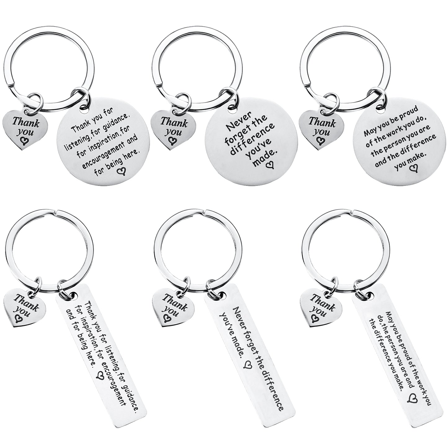 Vin Beauty 6 Pieces Thank You Gifts Thank You for Guidance Keyring Leaving Gifts for Colleagues Employee Appreciation Gifts Keyring Thank You for Women Men Nurse Volunteer Social Worker Teacher
