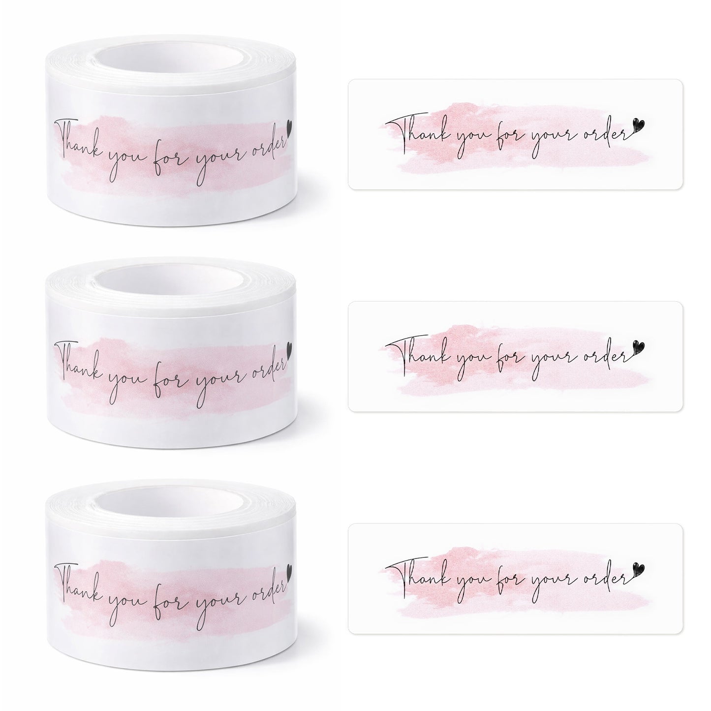 3 Roll 1x3 Thank You for Your Order Stickers Pink Thank You Stickers Small Business Self-Adhesive for Small Business Delivery Decoration Gifts Packaging 3Roll with 375 Labels