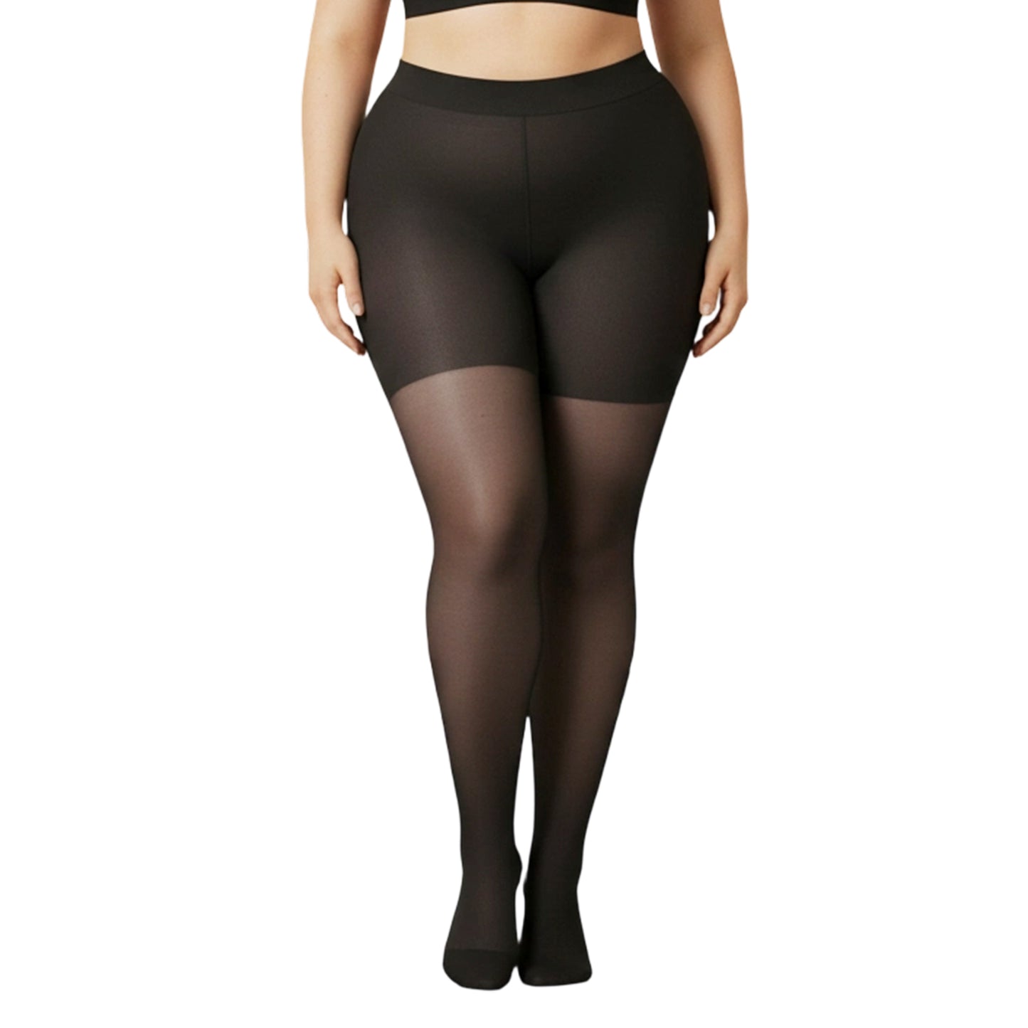 Ezymivs Plus Size Sheer Tights for Women, 40D Elastic Control Top Pantyhose Sheer Black Tights for Women Dresses