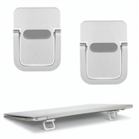 Zyghjort Keyboard Riser, 2 Pcs Self-Adhesive Mini Computer Keyboard Stand for Desk Zinc Alloy Portable Foldable Laptop Stand Invisible Notebook Riser Feet for Most Keyboards (Silver)