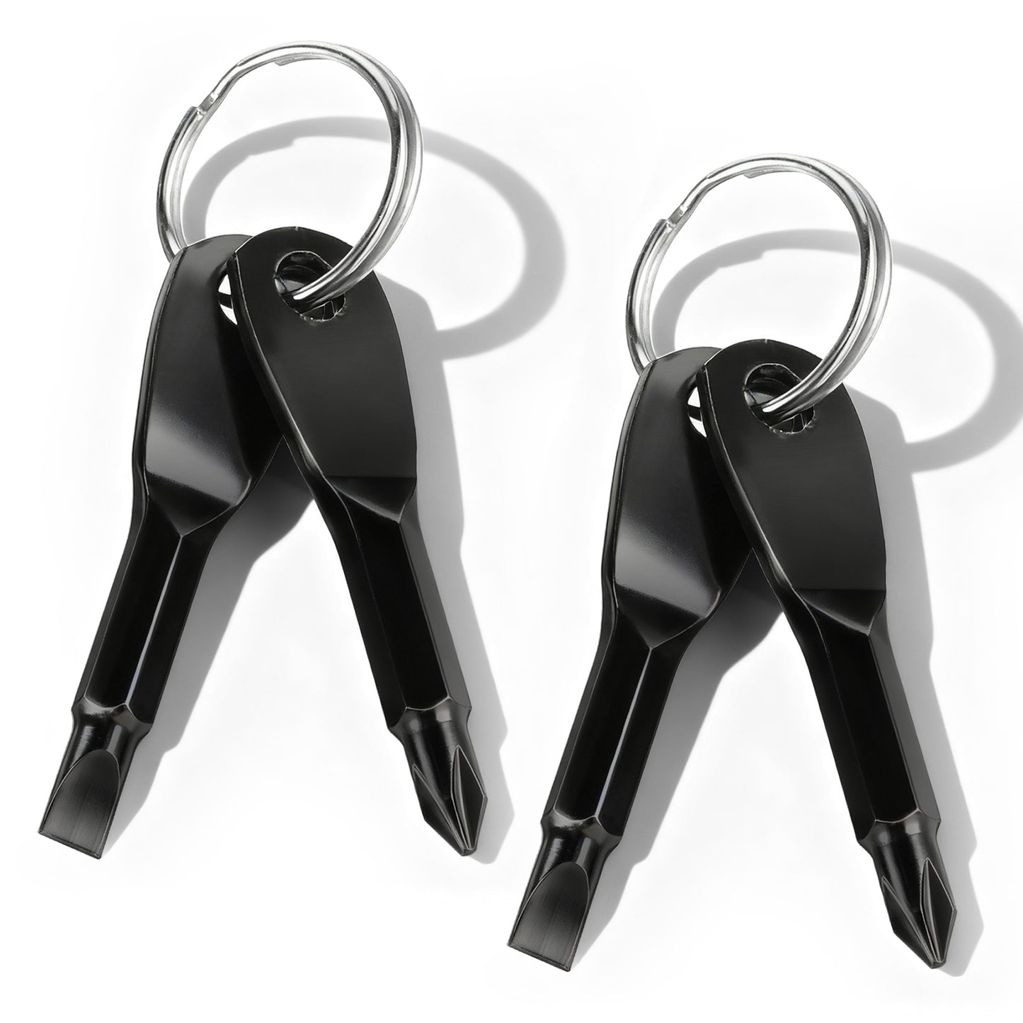 2 Pcs 4-in-1 Keychain Screwdriver Set, Multi-Functional Cool Gadgets Tools with Cross Recess and Slotted, Screwdriver Keychain Pocket Repair Tool, Small Gift for Men Husband Dad Boyfriend