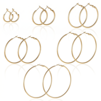 6 Pairs Gold Hoop Earrings, Stainless Steel Large Hoop Earrings Set Lightweight Big Thin Gold Earring for Women, Valentine's Day Gifts(20/30/40/50/60/70 mm)