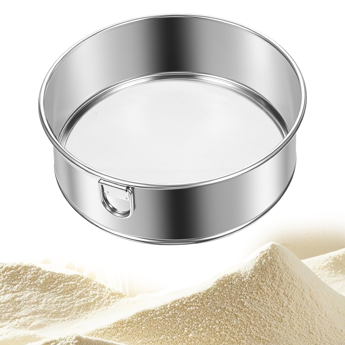 Flour Sifter Stainless Steel Round, Fine Mesh Strainers 6 Inch 60 Mesh Flour Sifter for Baking Sieve Fine Meshs Stainless Steel for Bake Decorate Cakes, Pies, Pastries, Cupcakes