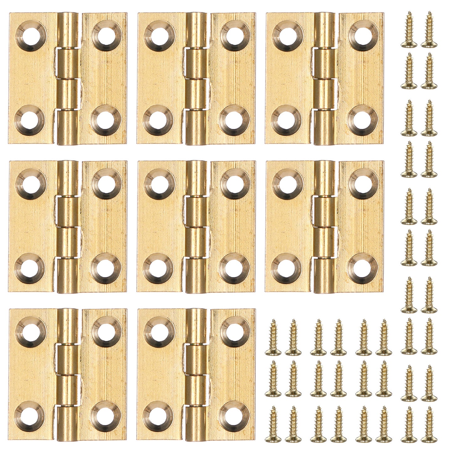 Small Hinges for Wooden Box, 8 Pcs Quality Brass Jewelry Box Hinges 1 Inch Folding Gold Mini Hinge for Crafts with Mounting Screws for Drawer Door Closet Jewelry Chest Boxes Wooden Case Furniture
