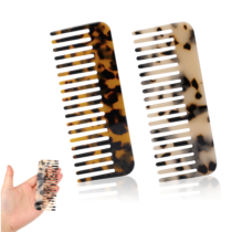 Wide Tooth Combs for Women, 2 PCS Mini Cellulose Acetate Hair Detangling Comb Plastic Shower Comb Portable Travel Wet Hair Comb Tortoise Shell Comb Small Purse Comb for Women's Thick Curly Wavy Hair