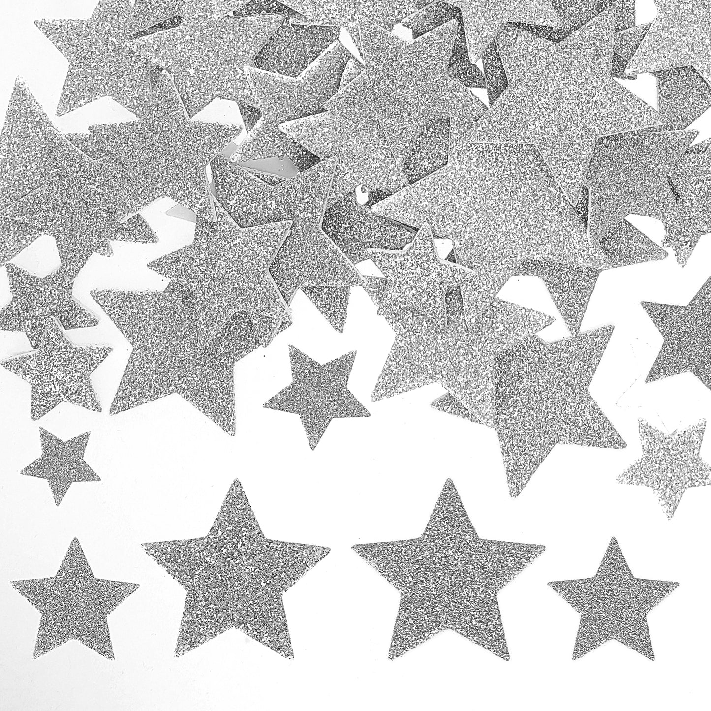 200 Pcs Silver Glitter Foam Star Stickers 2.5cm 3.5cm 4.5cm 5.5cm