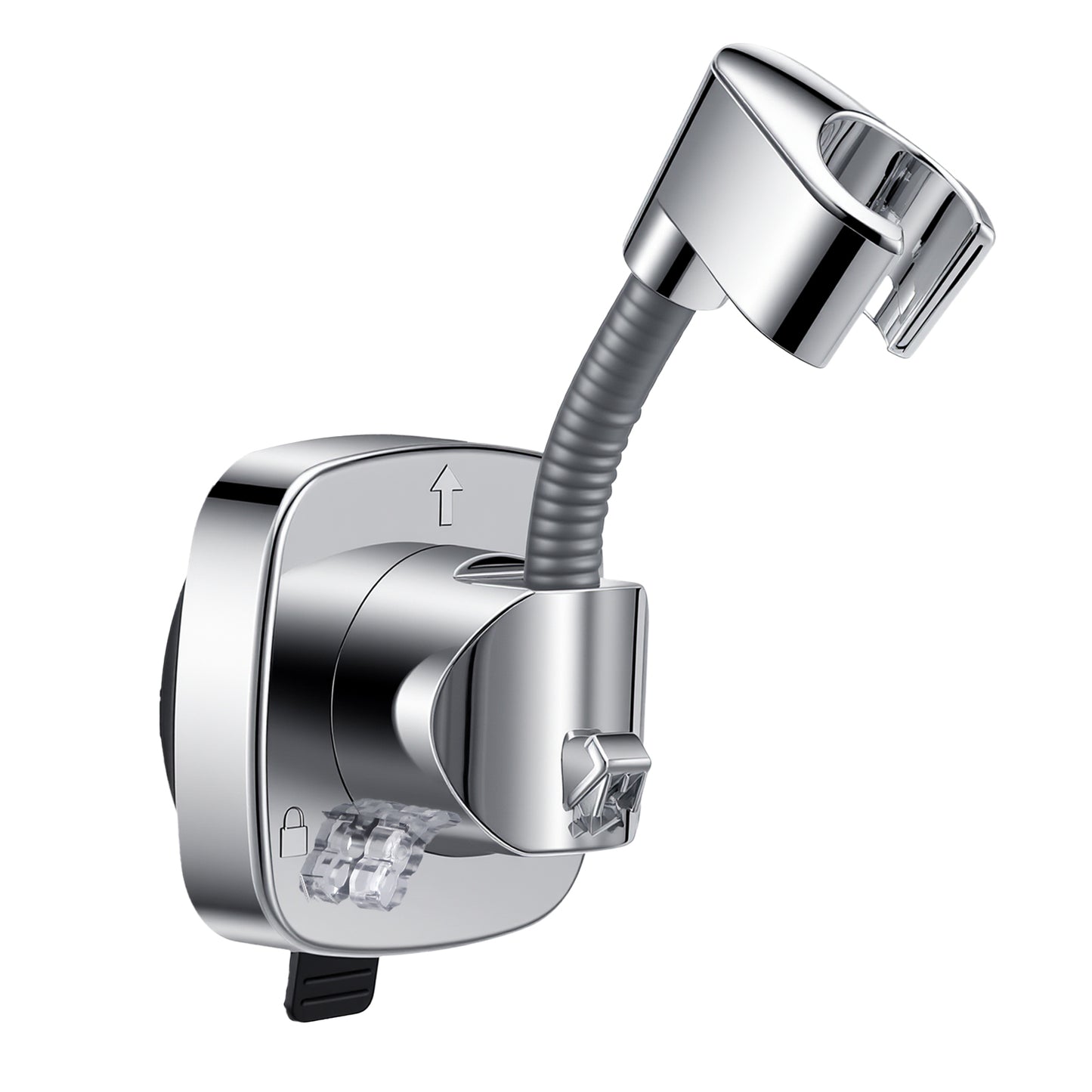 Suction Cup Shower Head Holder, Handheld Shower Hose Holder Angle Adjustable Spring Arm Rustproof Wall Mounted Showers Bracket Removable for Bathroom Kitchen