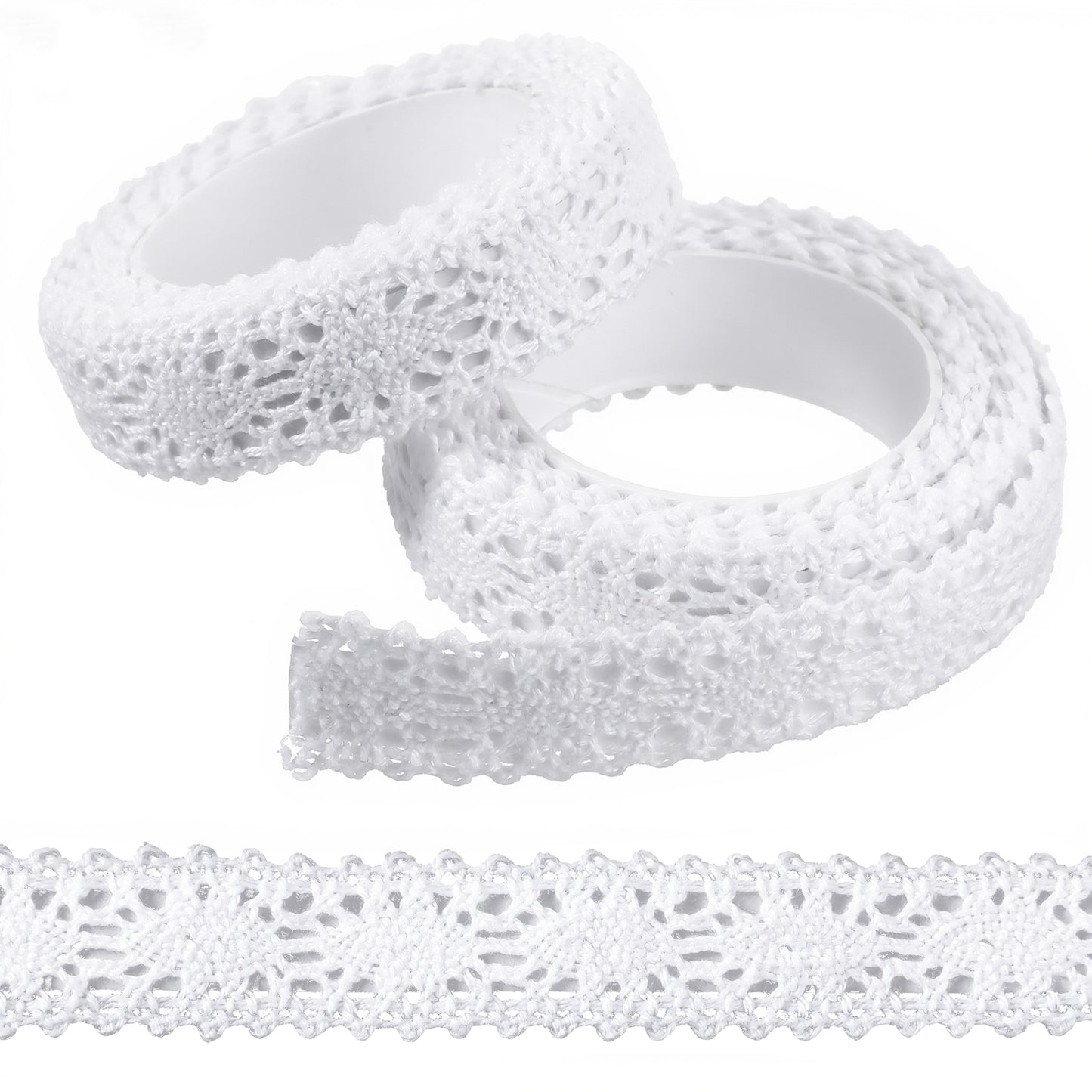 White Cotton Lace Trim, Self-Adhesive Lace Trim Sewing Crafts-Lace for Gift Wrapping Dress Decoration Wedding(1.6cm x 4Yards)