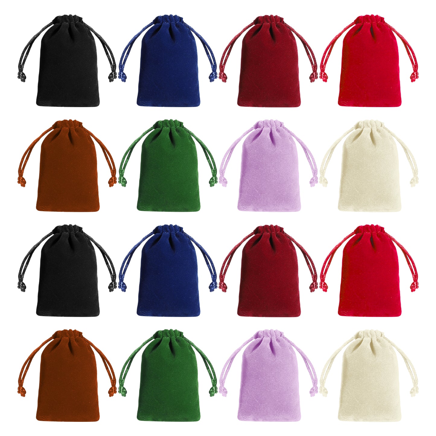 Xelsluthe 16 Pack Velvet Drawstring Bags, Mini Velvet Jewelry Pouches, 9x7 cm Velour Storage Bags for Dice, Crystals, Gift Packaging, 8 Colors