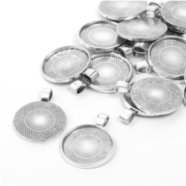 Styquenzer 25mm Round Bezel Pendant Trays Setting Cabochon Blank Base, 25pcs Pendant Bezels for Jewelry Making, Jewelry Pendants Holders for Jewelry Findings Making Supplies DIY Crafting Photo