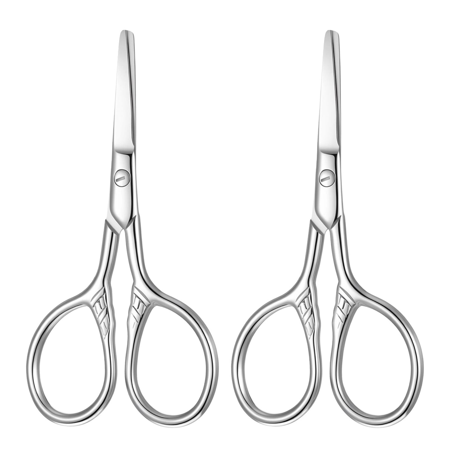 2 Pcs Round Head Grooming Scissors Facial Hair Scissors for Women Men