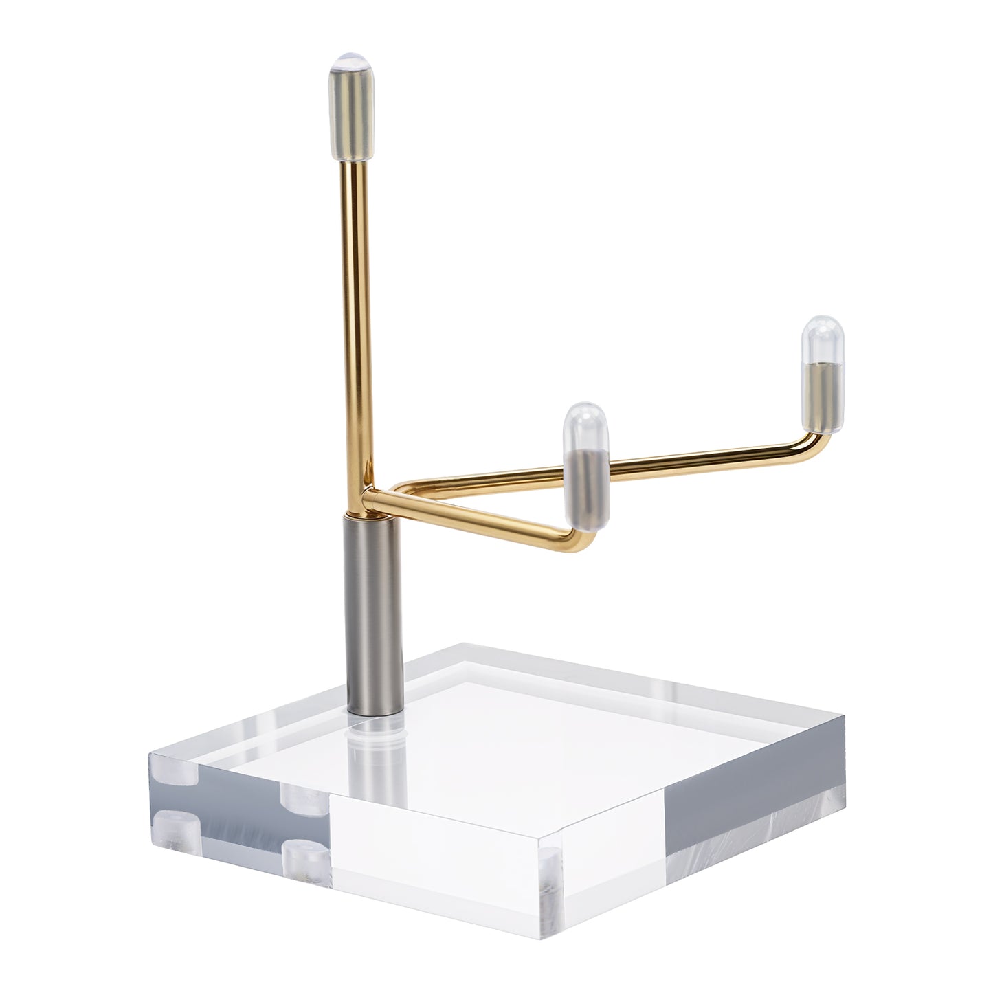 Xthrotsenk Adjustable Gold Metal Arms Easel Small Display Stand Easel Holder with Clear Acrylic Base, Decorative Plates Display Stand, Rock Display Stand for Coral Crystals Mineral Agate