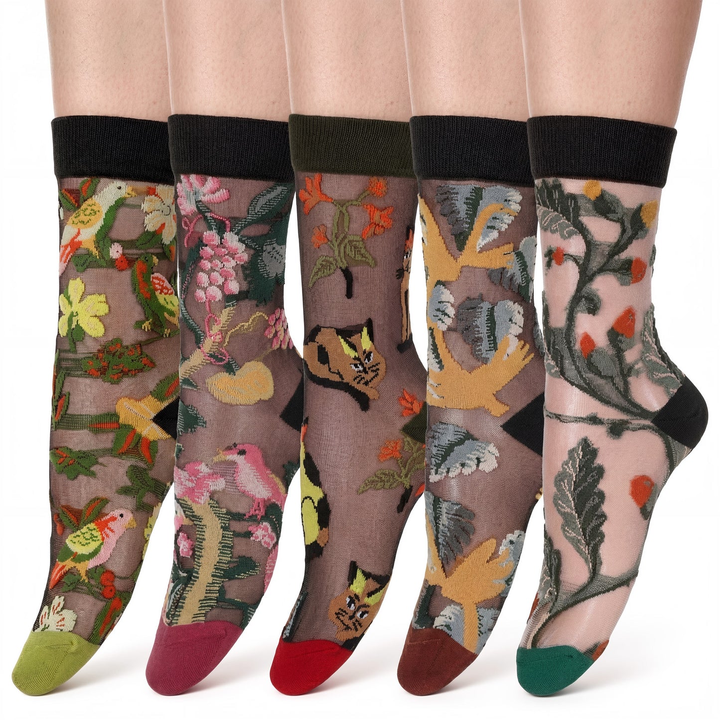 Vintage Floral Sheer Ankle Socks Women, Sheer Socks with Designs Transparent Elastic Lace Socks Summer Mesh Socks for Women