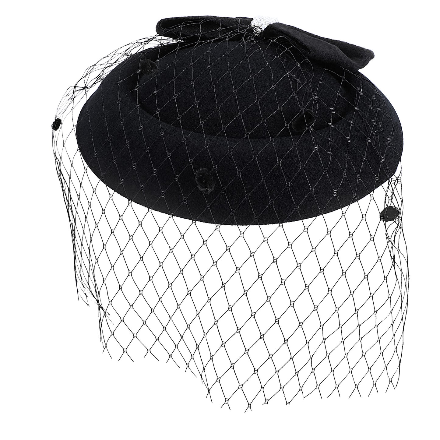 Styquenzer Bowknot Fascinator Hat Headband Hair Clip with Veil Tea Party Hat for Women Wedding Party Black