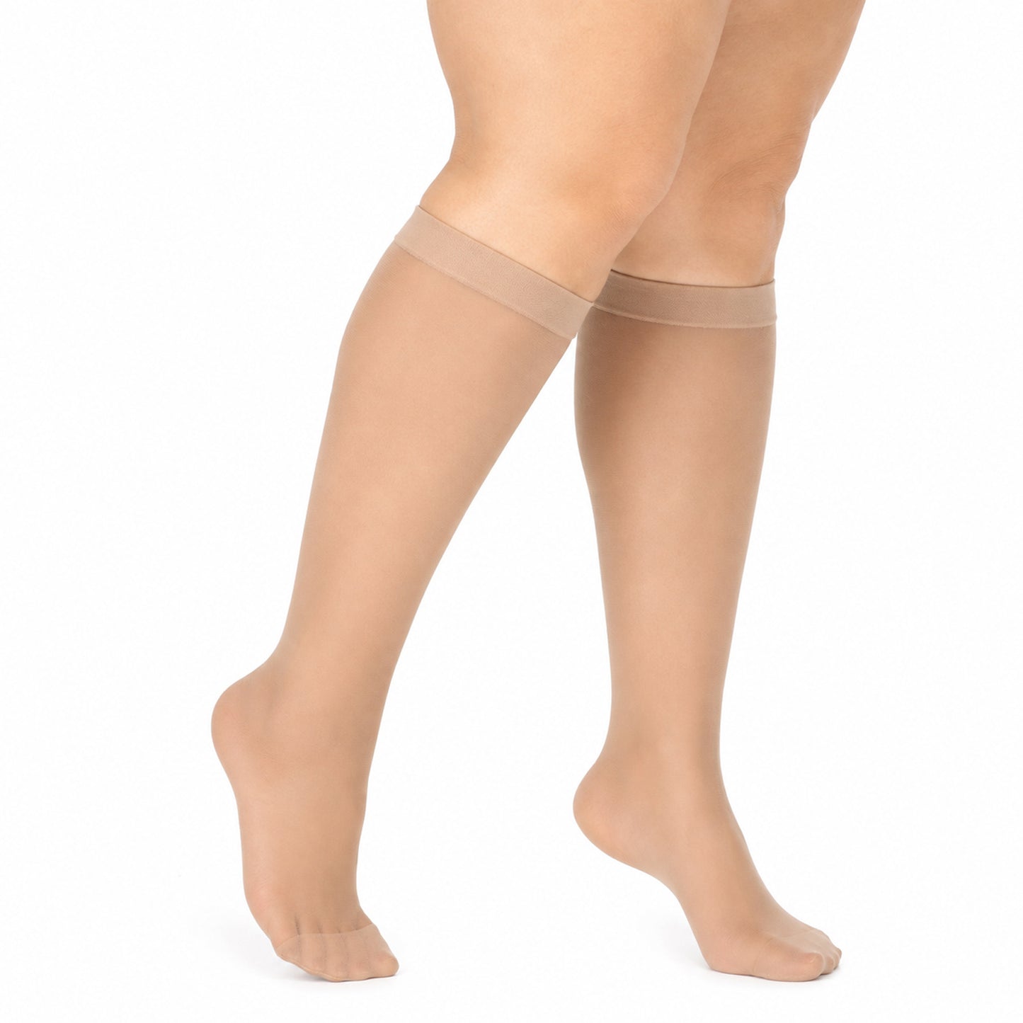 Xosjska Plus Size Knee High Stockings Sheer Nylons Non-Binding, 6Pairs