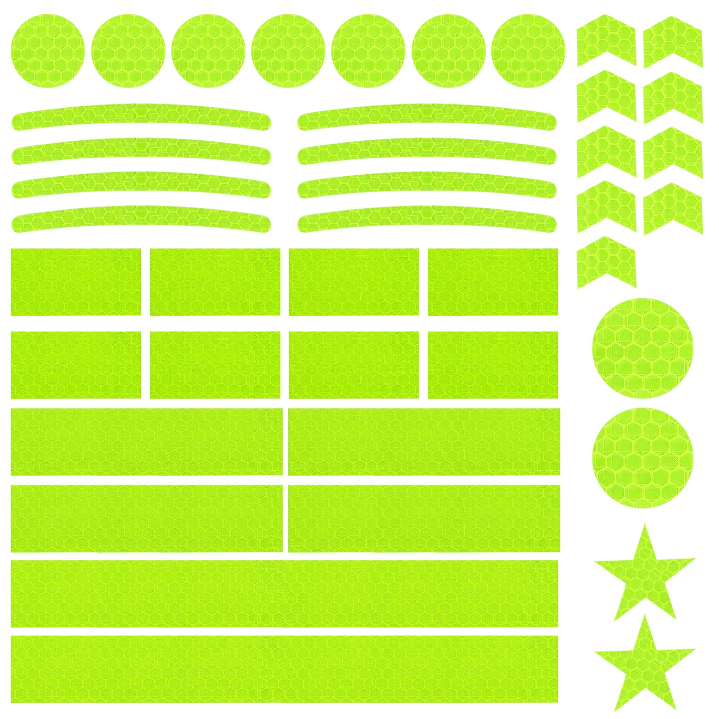 Xthrotsenk 42Pcs Reflective Stickers for Helmet Bicycle Reflective Decals Bike Reflective Strips Tape for Motorbike, Glow in the Dark Stickers Green Glowing at Night Stickers for Wheelchairs Scooter