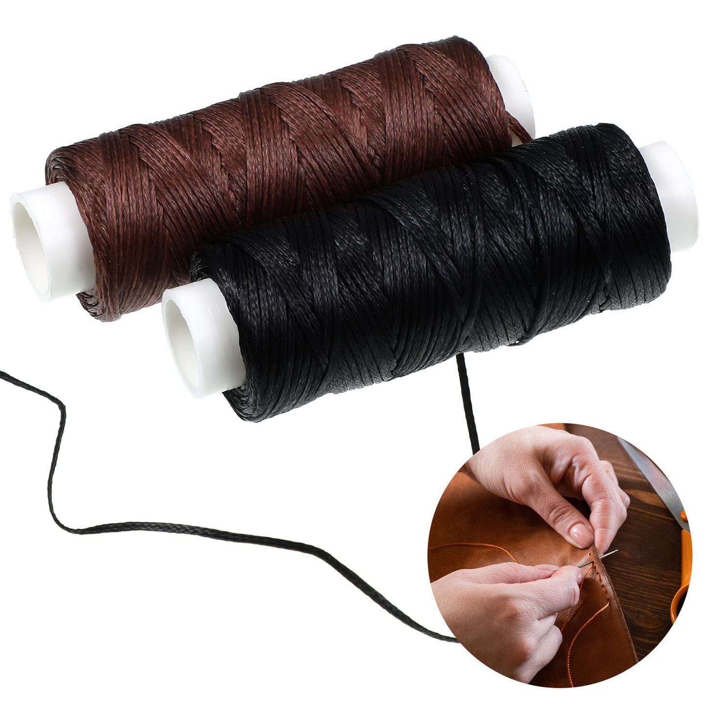 Waxed Thread, 32.8 Yards 0.8 mm Leather Thread for Hand Sewing, 2 Colors Heavy Duty Upholstery Threads Thick Sewing Threads Waxed String for Bookbinding, DIY Crafts, Shoes Repair