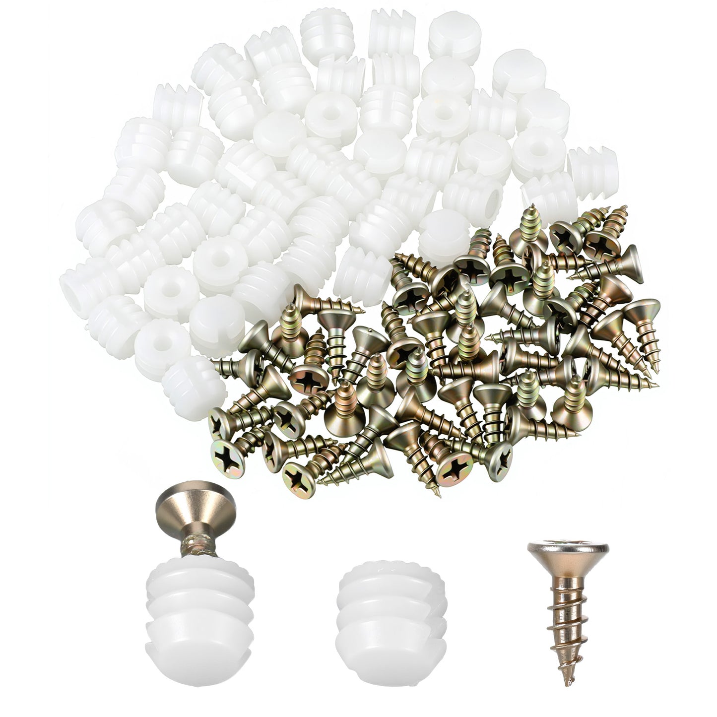 50 PCS Plastic Hinge Dowel Inserts with Screws Hinge Expansion Dowels for Cabinet Cupboard Desk Chair