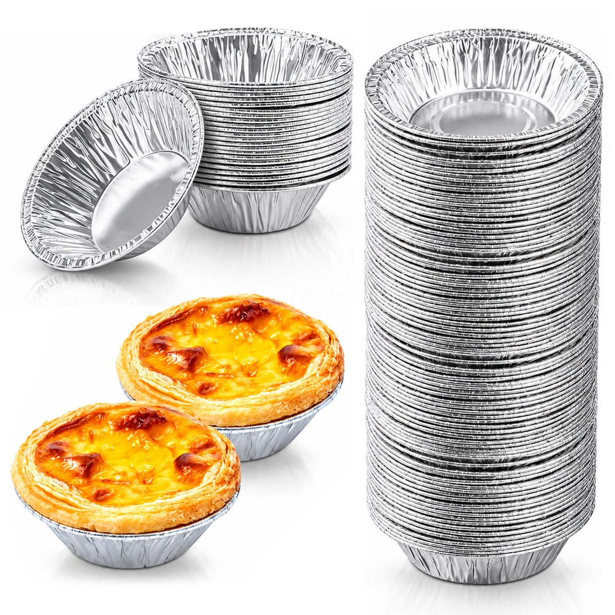 Bruislard 100Pcs Mini Pie Pans, 7x4x2cm Disposable Aluminum Mini Foil Pans