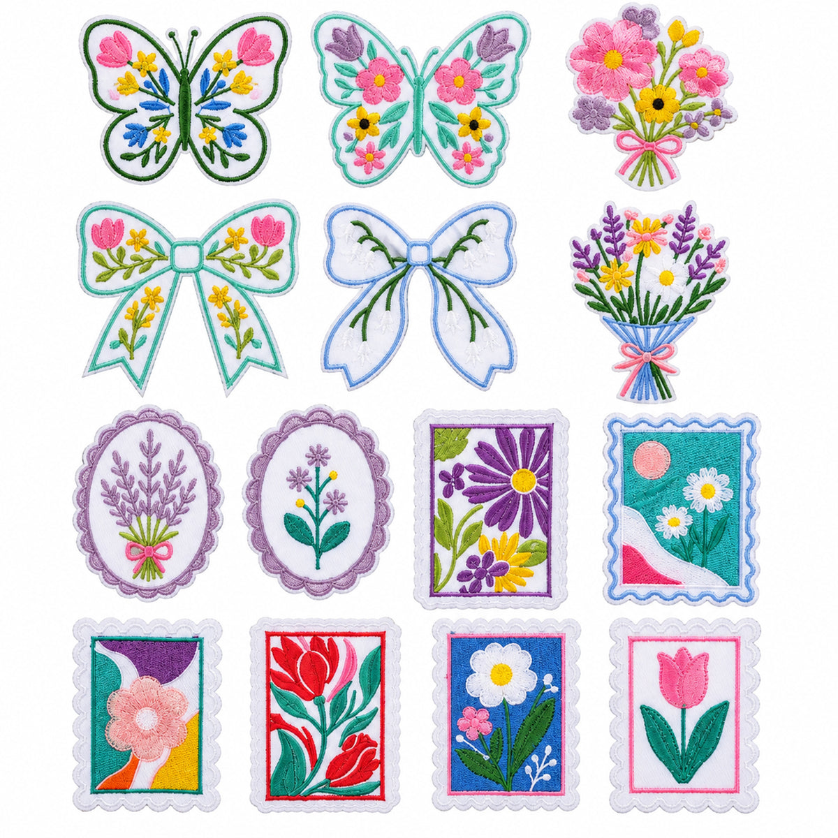 14 PCS Flower Iron on Patches, Vintage Cute Embroidery Patches
