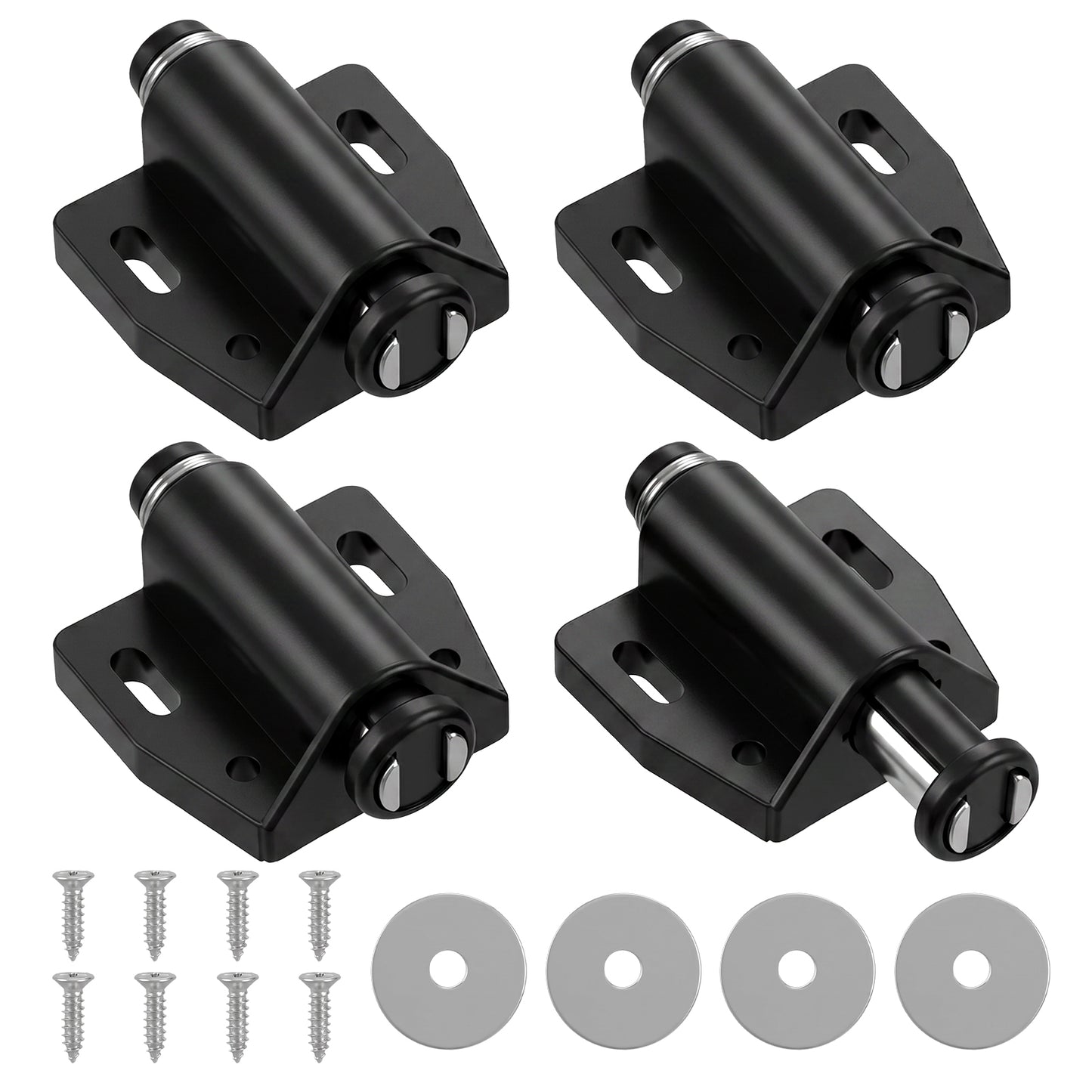 4 Pcs Black Magnetic Touch Latch Cabinet Magnetic Touch Latch Push to Open Cabinet Magnetic-Door Latches Push Release Latches Hardware with Screws for Drawer Door