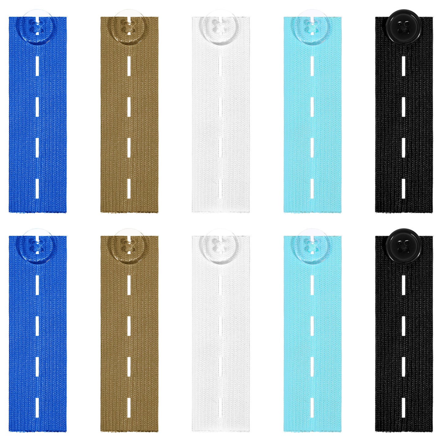 Xthrotsenk 10 Pcs Elastic Waist Extenders for Pants Elastic Waistband Extenders Adjustable Button Extenders Pregnancy Pants Extender Pant Belt Extender for Women Men Jeans(5 Colors)