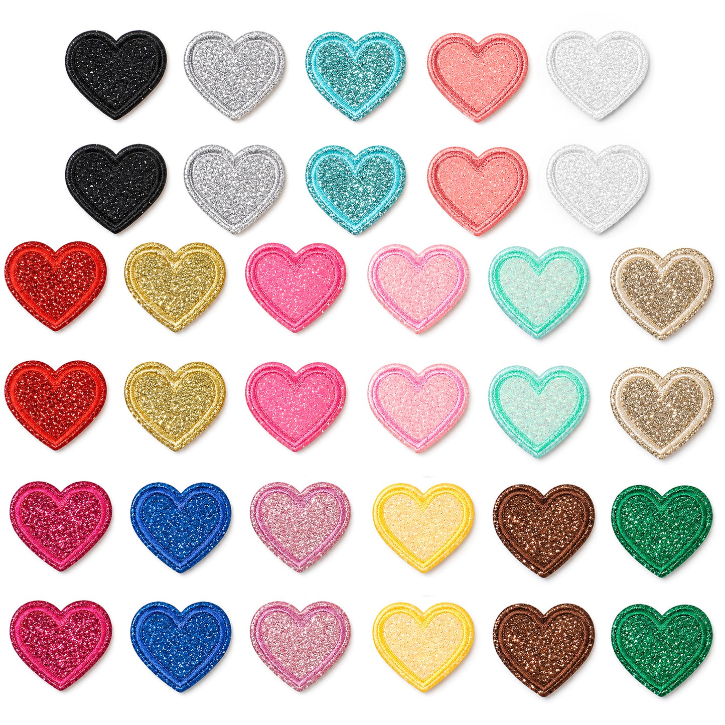 Zelphvt 34 PCS Colorful Embroidered Iron on Heart Patches