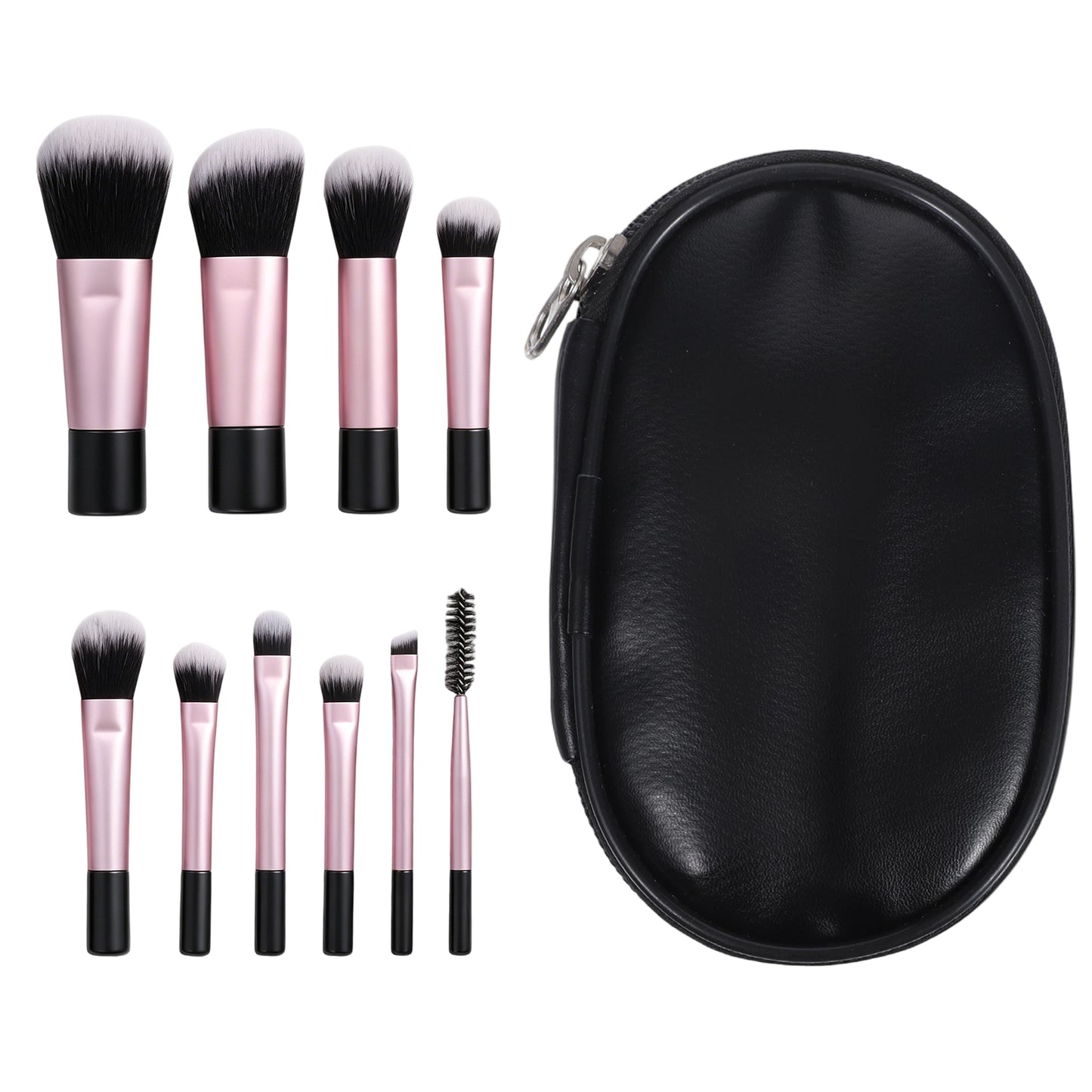 EupHHonycs 10 PCS Small Makeup Brush Mini Makeup Brush Set with Pouch Pink Portable Travel Makeup-Brush Professional Cosmetic Brushes Travel-Essentials Kits for Women Girls Blush Powder Eye Shadow