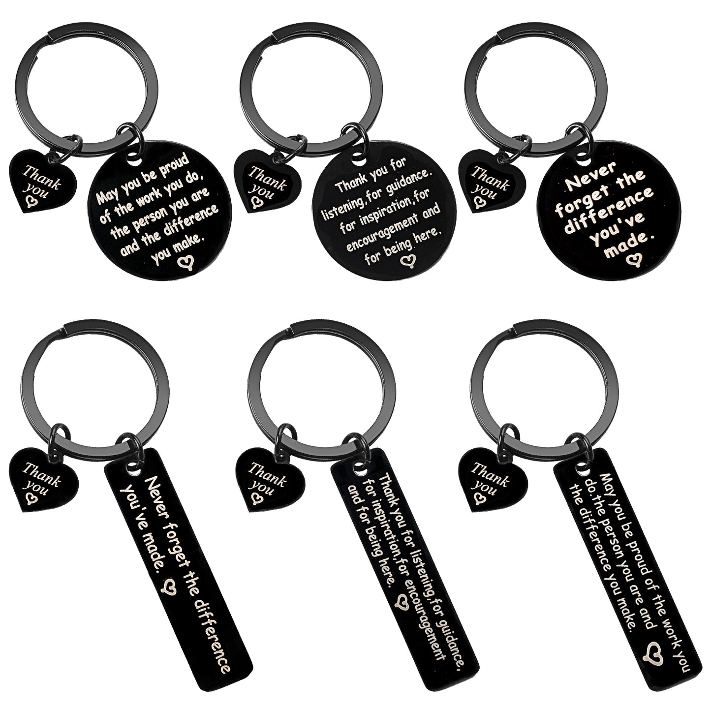 6 pcs Thank You Keyring Make a Difference Keychains Appreciation Gifts Leaving Gifts for Women, Thank You Gifts for Women Nurses Employee Volunteer Social Worker Teacher Gifts