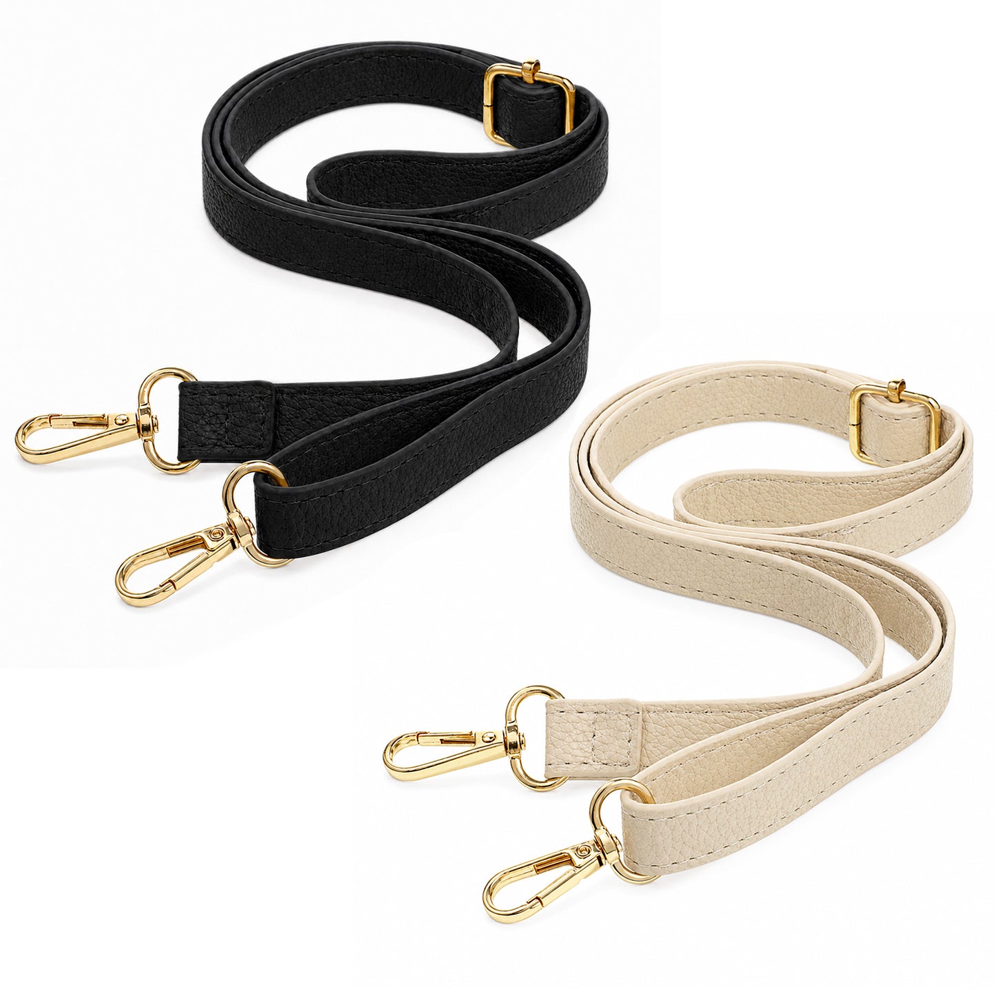 2 PCS Leather Bag Strap Adjustable Crossbody Straps for Purses Beige