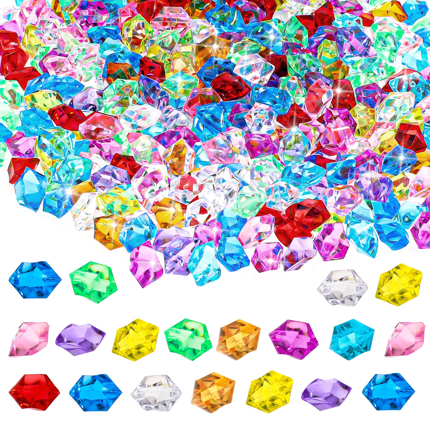 Styquenzer 500PCS Fake Crushed Ice Rocks, Acrylic Crushed Ice Cubes, Fake Diamond Plastic Gems, Mini Plastic Jewels Gems for Vase Fillers, Decoration Arts Crafts, Table Scatter