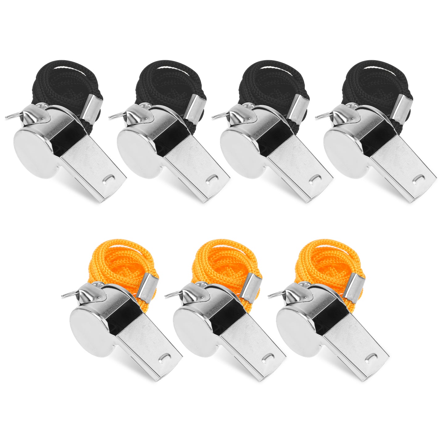 Xthrotsenk 7 Pcs Sports Whistle with Lanyard Stainless Steel Coaches Whistles Very Loud Adults Metal Whistles Referees Coaching Whistle for Training Gyms Emergency(Silver)