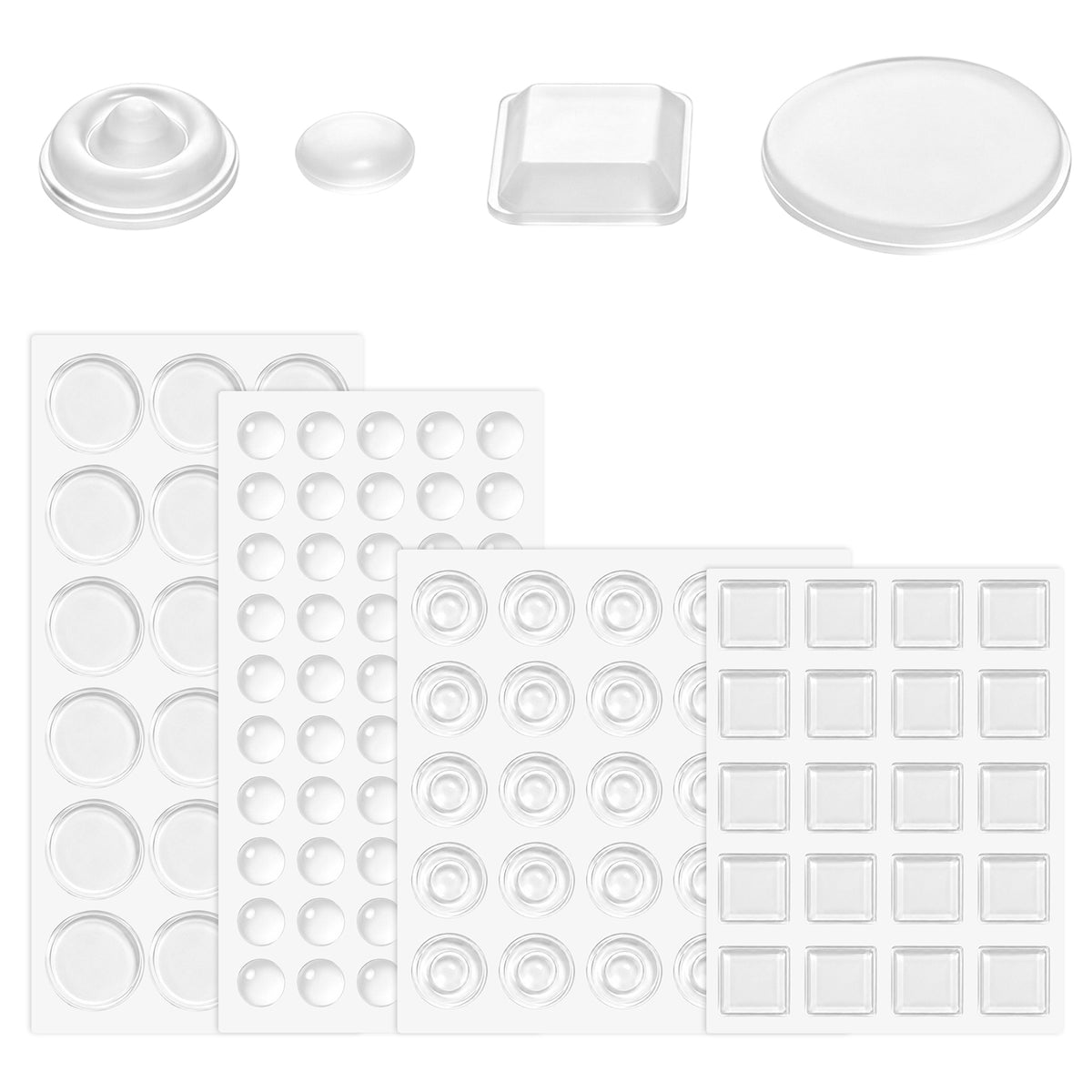 113 Pcs Cabinet Bumpers Clear 4 Shapes Self Adhesive Silicone Rubber Feet