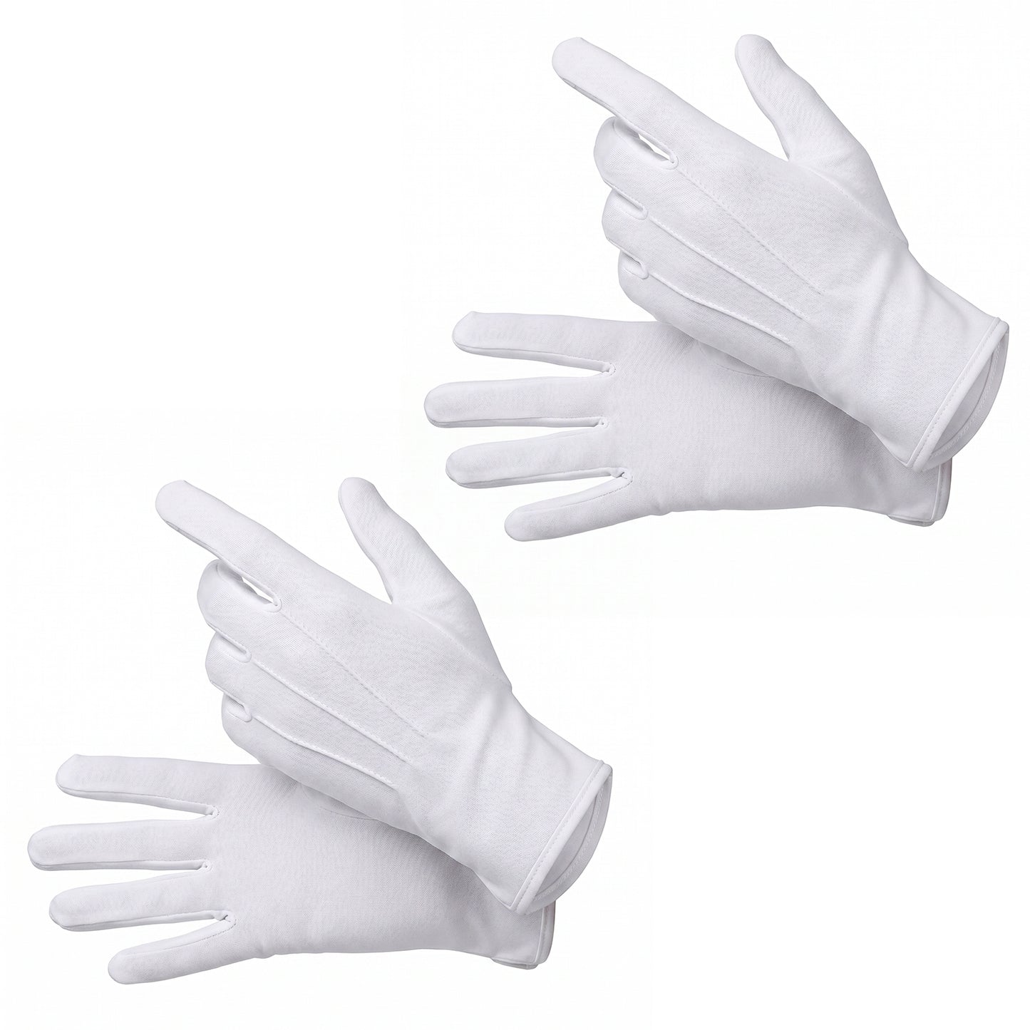 Twisina 2 Pairs White Gloves for Men and Women White Formal Glove for Wedding Formal Tuxedo Party, Coin Jewelry Inspection Gloves