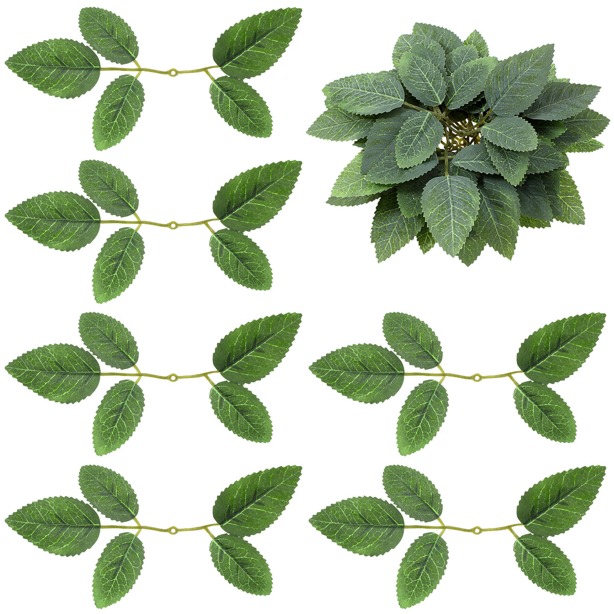 Snuviax 50pcs Artificial Green Leaves, Fake Rose Leaves for Decoration