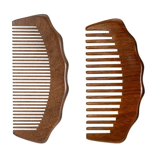 Wooden Comb 2 Pcs Sandalwood Comb Golden Sandalwood Wood Comb Retro Wooden Hair Comb Including Wooden Wide Tooth Comb and Fine Tooth Comb Hair Combs for Curly Hair, Straight Hair, Wet Hair, Long Hair