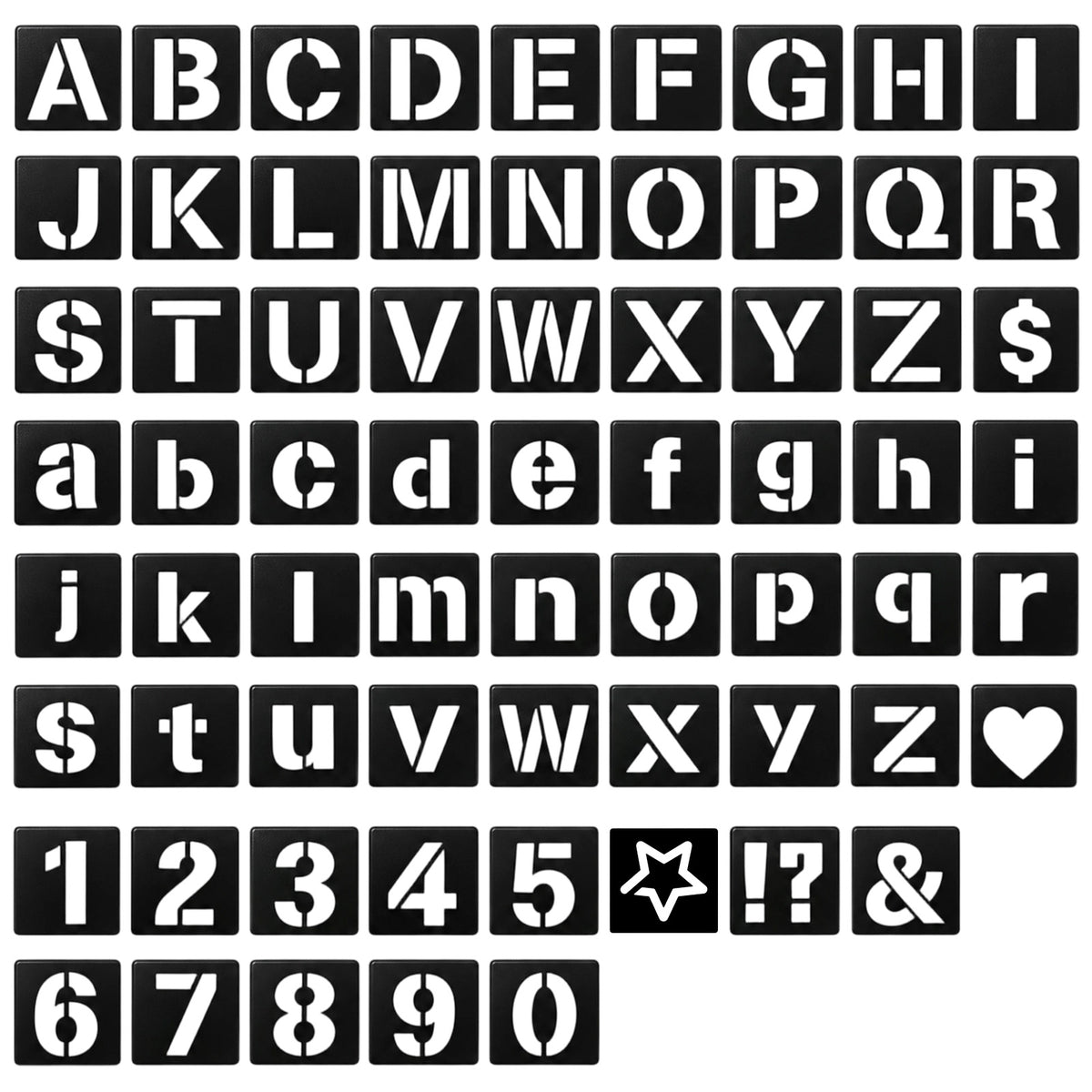1 Inch Letter Stencils 67 PCS Symbol Numbers Craft Stencils