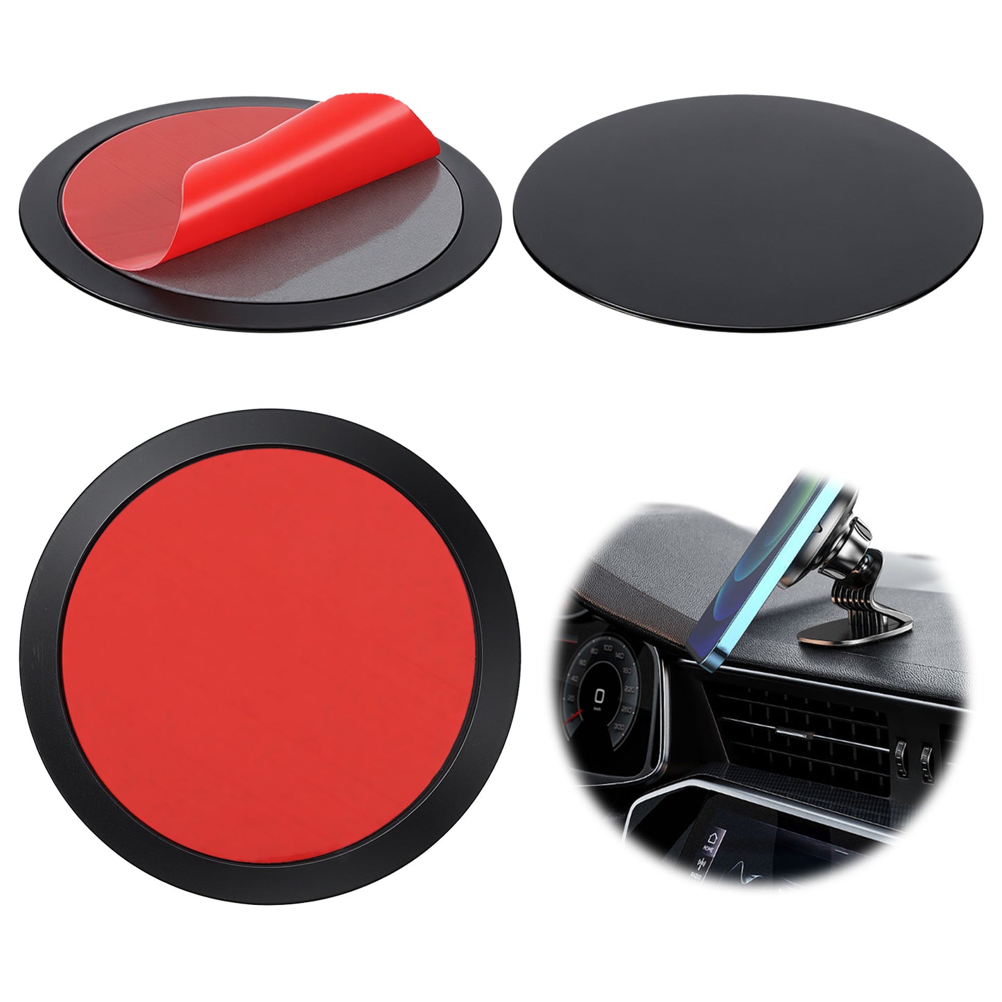 Alrhso 3 PCS Dashboard Pad for Suction Cup Phone Mounts Double Sided Adhesive Pad 3.15" Dashboard Sticky Pads Dash Pads for Phone Holder Camera Holders