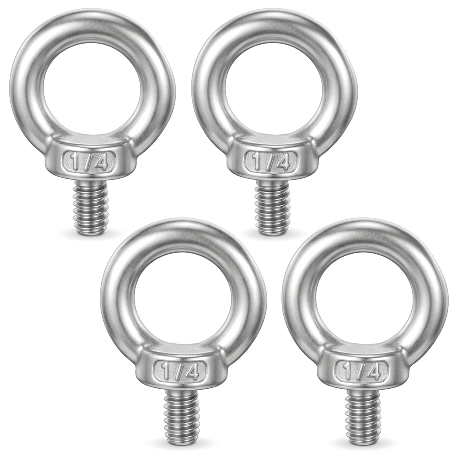 4PCS 1/4"-20 Eye Bolts, Stainless Steel Lifting Ring Threaded Eyebolts, Lifting Shoulder Eye Bolts, Threaded Nut Fastener