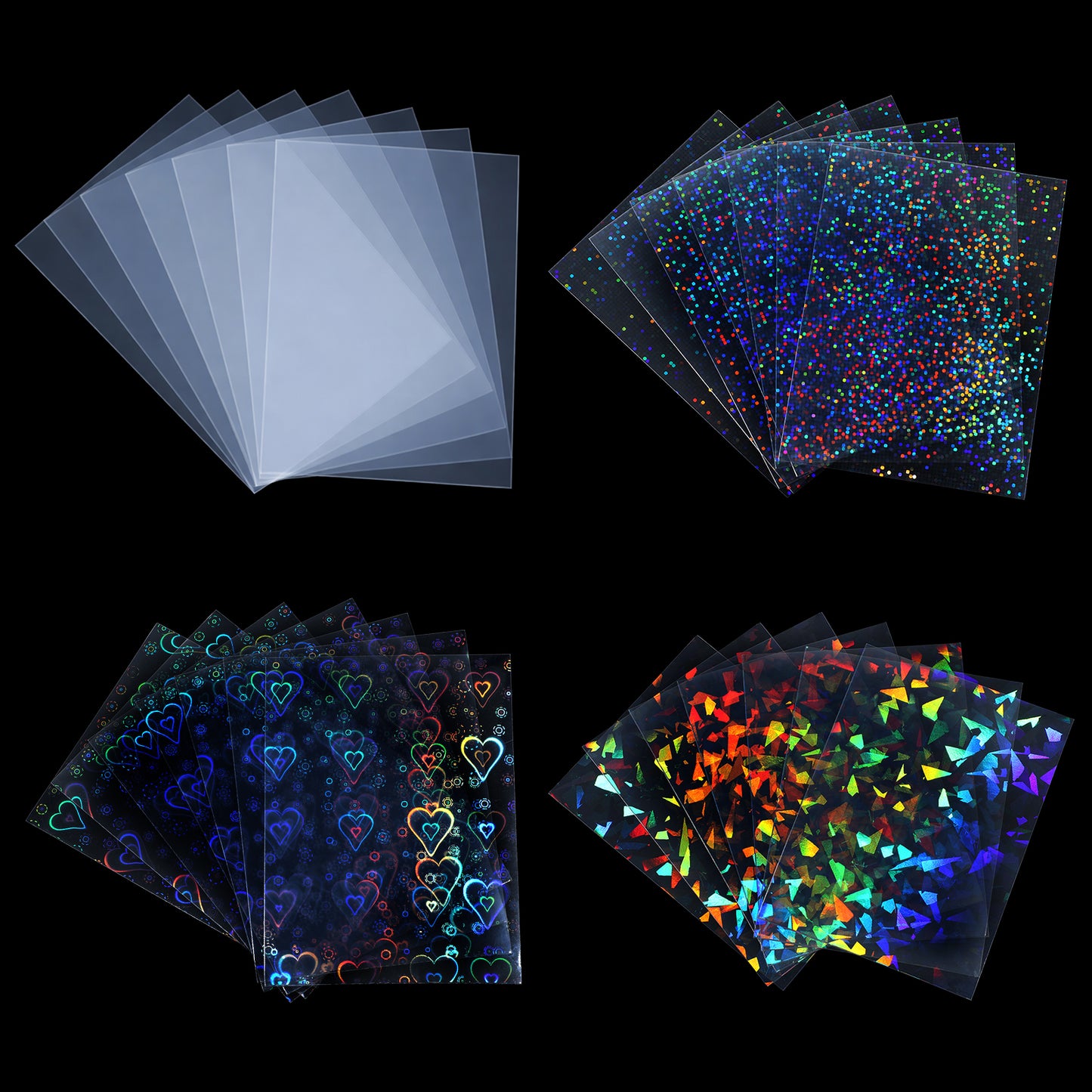 200 PCS Photocard Sleeves, Laser Flashing Photo Card Sleeves Holographic Trading Card Sleeves Cute Little Star Heart Card Holders Transparent Foil Protective Sleeve for Photo Cards, 2.6 x 3.5 Inches
