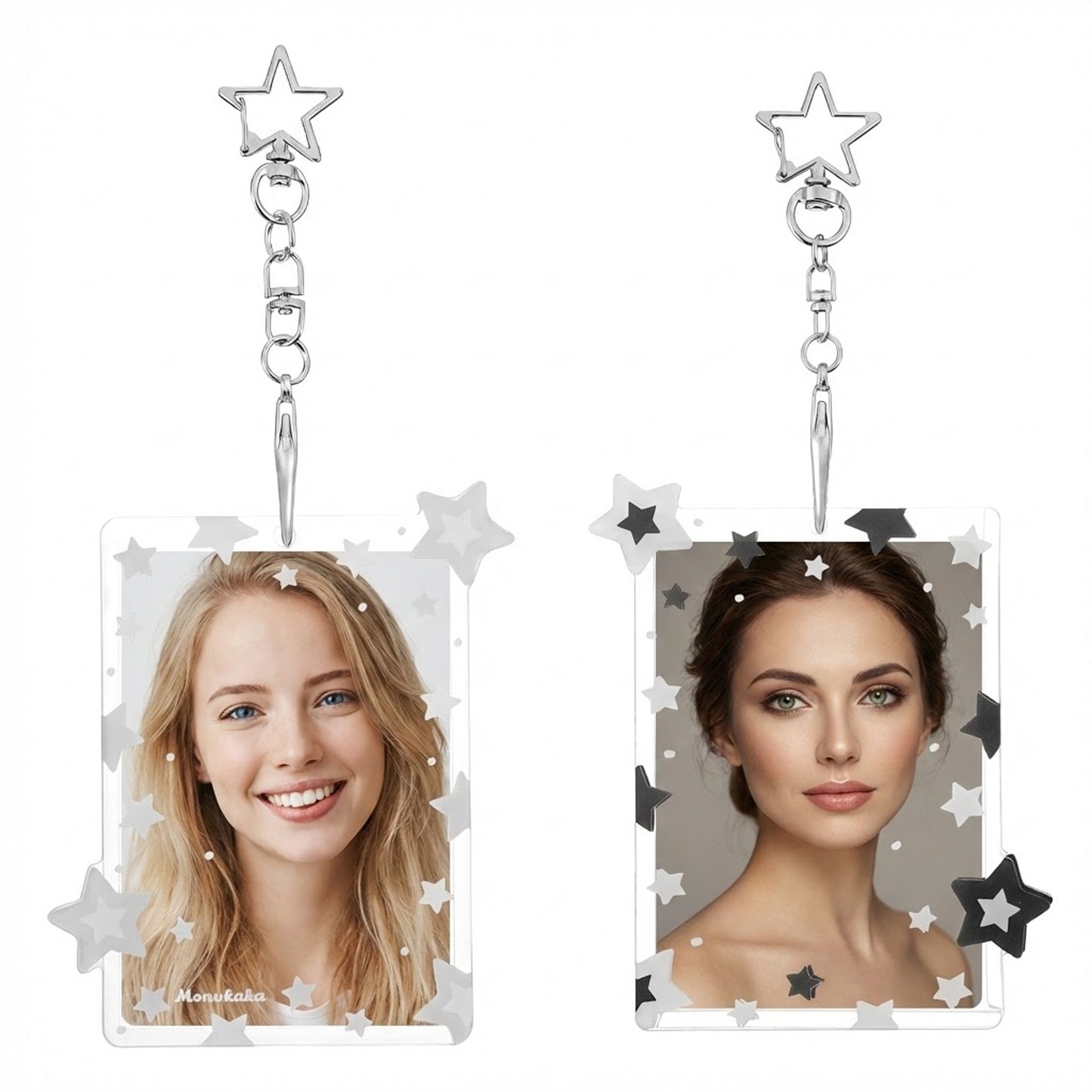 2 Pack Photocard Holder 3''x4'' Star Photo Card Holder Keychain Acrylic Cute Photocard Holders with Star Pendant Portable Card Case Protective Cover for Cards Photo Album Storage