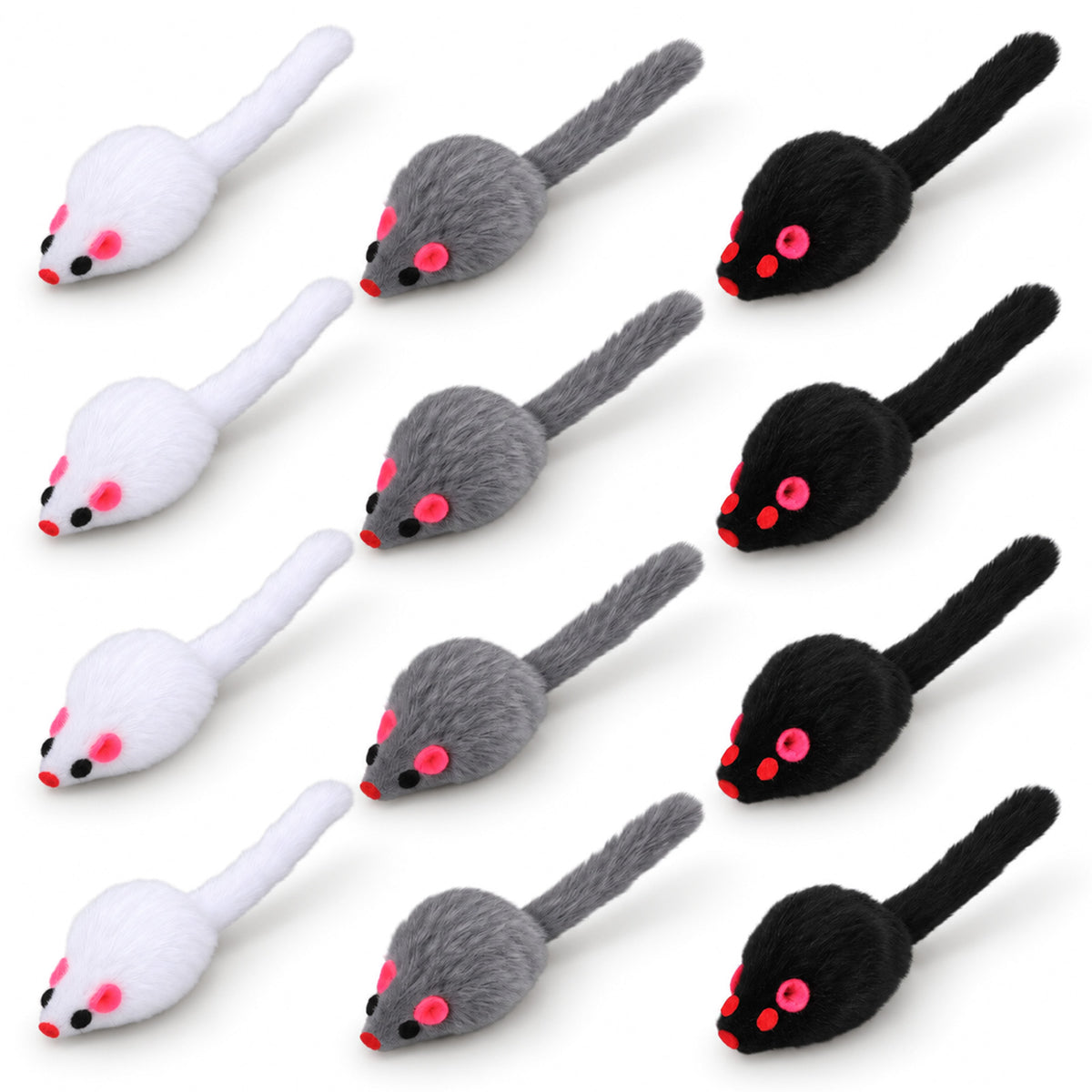 12 Pcs Polyester Mice Shape Cat Toys Rabbit Polyester Cat Toys