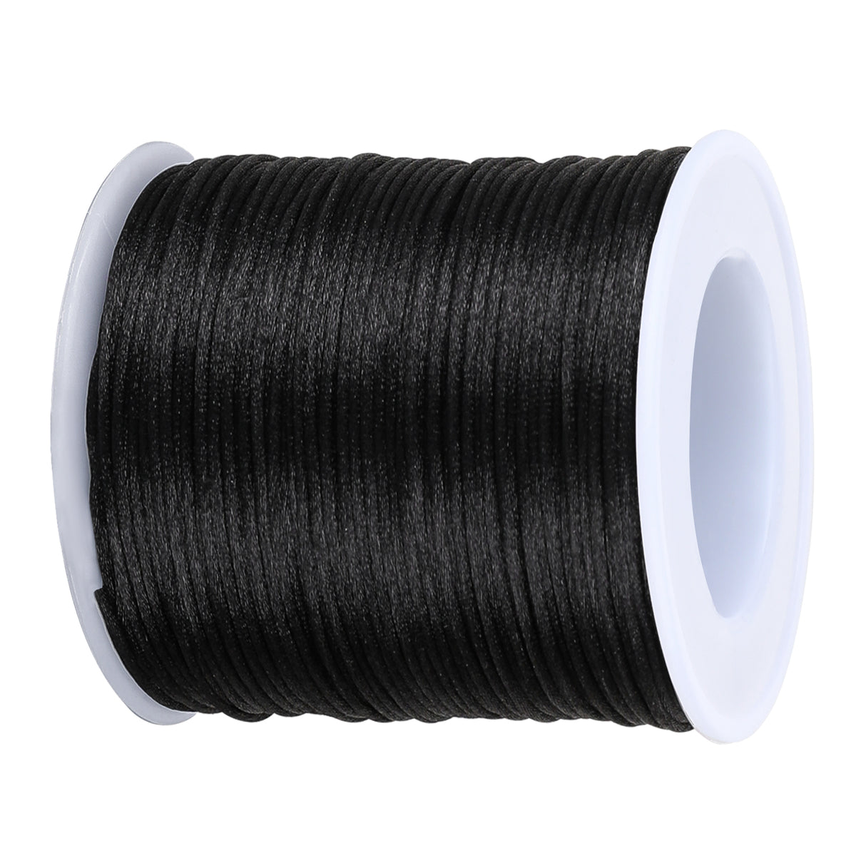 1.5mm 60 Yards Black Nylon String Cord, Silky Smooth Nylon Satin String for Jewelry Making Bracelet Necklaces Bulk Beading Thread Chinese Knot Craft Rattail Macrame